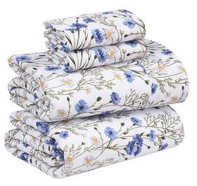 Ruvanti 810076492124 Juego De Sabanas Floral Blancas Queen Size 100% Algodon Suave 4 Piezas En Oferta