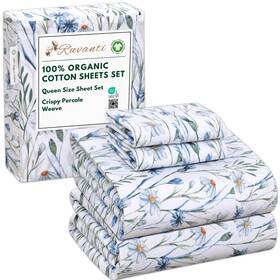 Ruvanti 810141358997 100% Organic Cotton Sheets Queen Size Percale Weave Gots Certified 4-piece Ruvanti 810141358997 100% Organic Cotton Sheets Queen Size Percale Weave Gots Certified 4-piece
