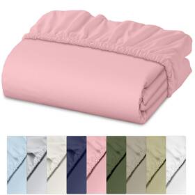Ruvanti 810159796262 100% Cotton Queen Fitted Sheet Only - Crispy Cooling Percale Breathab