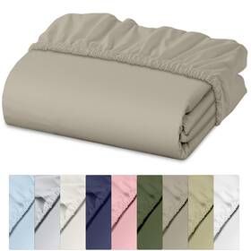 Ruvanti 810159796439 100% Cotton Fitted Sheet Full Size Only - Crispy Cooling Percale Shee