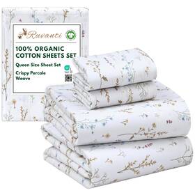 Ruvanti 810159798792 100% Organic Cotton Sheets Queen Size Percale Weave Gots Certified 4- Ruvanti 810159798792 100% Organic Cotton Sheets Queen Size Percale Weave Gots Certified 4-