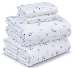 Ruvanti 850024947122 100% Cotton King Size Sheets Set 4 Pieces Soft And Breathable Percale Weave B