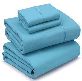Ruvanti 850024947382 Queen Sheets Set Brushed Microfiber 4 Pieces 1 Fitted Sheet Flat