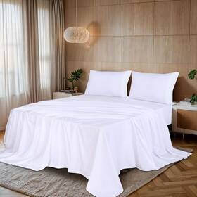 Ruvanti 850024947610 Twin Bed Sheets Set Brushed Microfiber 3 Pieces 1 Fitted Sheet Flat