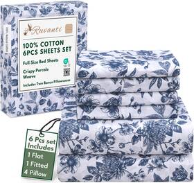 B0cwrxq21f Ruvanti 6 Pcs Cotton Sheet Set - 100% Natural Soft Lightweight Breathable