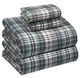 B0d2rmt5hm Ruvanti Flannel Sheets King Size - 100% Cotton Double Brushed Mint Grey