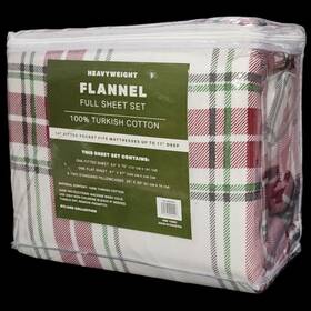 Ryland Collection 195169024926 Full Size Winter Cotton Flannel Sheet Set Ivory Background Multi Color Striped