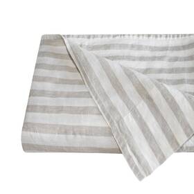 B0dczk16vd S Victory Symbol 100 Organic Linen Flat Sheet 1 Piece Only-beige Stripe