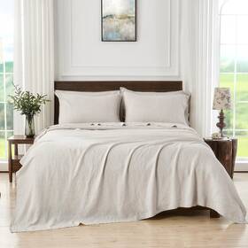 Hu-xi-115 S Victory Symbol 100% French Linen Bed Sheets Queen Size Stone Washed Flax 4pcs Hu-xi-115 S Victory Symbol 100% French Linen Bed Sheets Queen Size Stone Washed Flax 4pcs