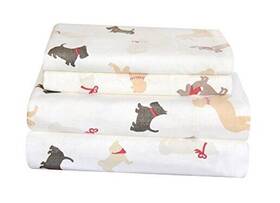 Safah International Inc 812194023433 Flannel 170 Gsm Sheet Set Queen Winter Dogs