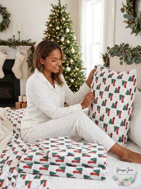Sanders 091116737720 Holiday Microfiber 3 Pc Twin Sheet Set Bedding