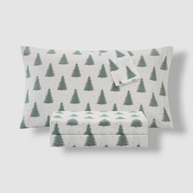Sanders 091116760384 Holiday Home White Pine Printed Microfiber 4-pc. Sheet Set Full Size