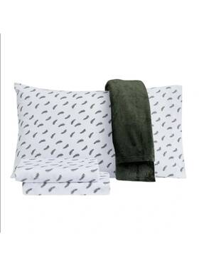 Hlyss5q Sanders White Printed Plush Queen Sheet Set