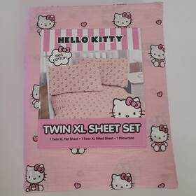 Sanrio 032281117184 Hello Kitty Twin Xl Pink Sheet 3pc Set With Heart Pattern 100% Cotton New Sanrio 032281117184 Hello Kitty Twin Xl Pink Sheet 3pc Set With Heart Pattern 100% Cotton New