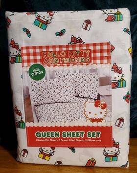 Sanrio 032281780265 Hello Kitty And Friends Christmas Queen Sheet Set 100% Cotton Gifts Presents Sanrio 032281780265 Hello Kitty And Friends Christmas Queen Sheet Set 100% Cotton Gifts Presents