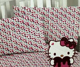 Sanrio 032281786434 4 Pc Hello Kitty And Heart Full Sheet Set Nip