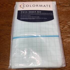 Sears 085769945861 Colormate Grid Sheet Set Twin 60% Cotton 40% Polyester 250 Thread Count