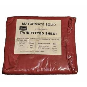 6041 Sears Matchmate Vtg Nwt Solid Red Twin Fitted Bed Sheet Perma Prest New 80 S 6041 Sears Matchmate Vtg Nwt Solid Red Twin Fitted Bed Sheet Perma Prest New 80 S