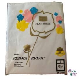 6948f Sears Vtg Deadstock White Perma Prest Polycotton Full Flat Percale Sheet Prop 6948f Sears Vtg Deadstock White Perma Prest Polycotton Full Flat Percale Sheet Prop