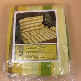 966791785 Sears Vtg 70s Stripe Double Full Fitted Sheet Yellow Green Gold New