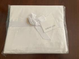 Serena & Lily 843011186185 And Lilly Queen Flat Sheet White 100% Cotton Percale