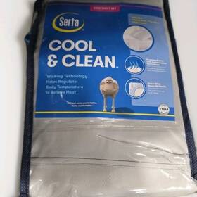 Serta 034086774258 Cool Clean Sheet Set King Gray Grey Flat Fitted Pillow Elastic