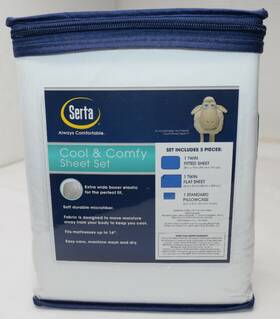 Serta 340867524098 Perfect Sleeper Cool And Comfy White Twin Sheet Set - Extra Wide Hem