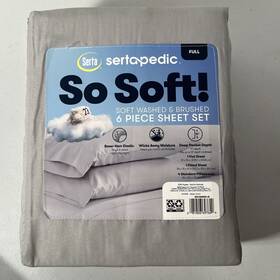 Sr0128009563-05 Serta Sheet Set Full So Soft 6 Pc Deep Pocket Boxer Hem Cool Comfort Gray
