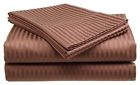Coffee300 Set Deluxe Count Thread Spa Stripe Home Sheet Sateen Hotel Queen Dobby