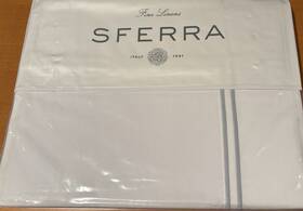Sferra 780870068484 Grande Hotel Bedding 100% Cotton - Made In Italy Queen Flat White/blue