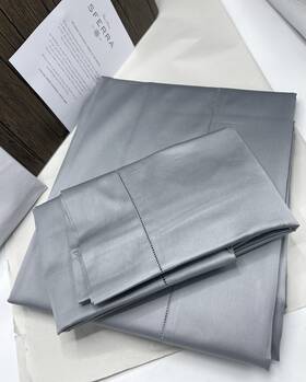 Sferra 780870162298 Giotto Full/queen Flat Sheet One Standard Sham Two Piece Bundle Slate