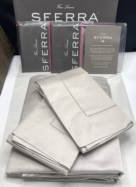 Sferra 780870572974 Giotto Silky Cal King Fitted Sheet Two Shams 3 Piece Bundle Grey