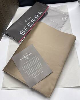 Sferra 780870573230 482 Giotto Queen Fitted Sheet Egyptian Cotton Sateen 60x80x17 Dark Khaki