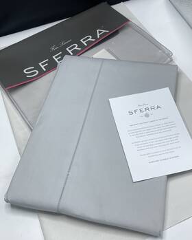 Sferra 780870606433 351 Celeste Full/queen Flat Sheet Extra Long Staple Cotton 96x114 Inch Ice