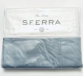 Sferra 780870719546 Full Queen Blue Flat Sheet Fiona Long Staple Cotton Sateen Hem Stitch New