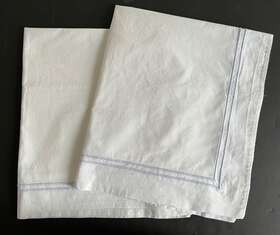 Sferra 780870770639 Grande Hotel - 2 Standard Pillow Shams Blue/white Satin Stitch Italy