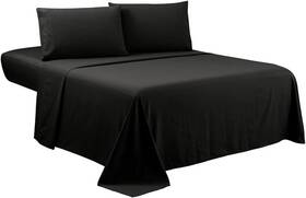 Sfoothome 313047371393 Queen Sheets Set - Black Hotel Luxury 4-piece Bed Extra Deep Pocke Sfoothome 313047371393 Queen Sheets Set - Black Hotel Luxury 4-piece Bed Extra Deep Pocke