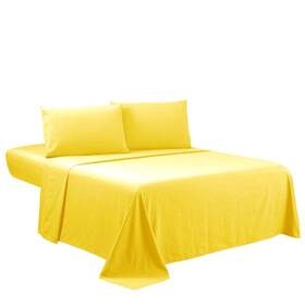 Bs-yellow-4 Sfoothome King Sheets - Hotel Luxury 4-piece Bed Set Extra Deep Pocket 1800