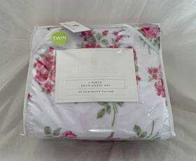 Shabby Chic 790618098666 3 Pc Super Soft Plush Twin Sheet Set Nip
