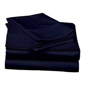 Ni-ni-p-112 Shanayas Luxury Bedding Queen Size 4-piece Cotton - 10 Inches Deep Pocket Navy Blue Solid