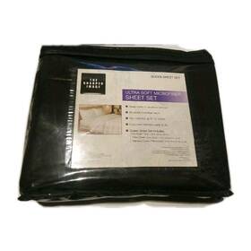 Sharper Image 081806405992 Queen Microfiber Sheet Set Solid 4 Pcs Sz Black New