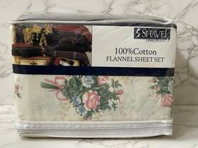 Shavel 718498401161 100% Cotton Flannel Sheet Set Queen Floral Flowers New Old Stock Nos Nip
