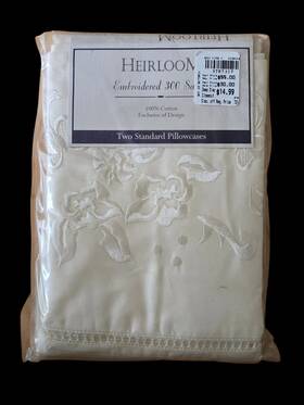 Shavel 718498911080 Heirloom Embroidered Hem 300 Tc Standard Pillow Cases Ecru 100% Cotton Shavel 718498911080 Heirloom Embroidered Hem 300 Tc Standard Pillow Cases Ecru 100% Cotton