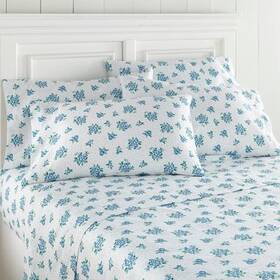 Shavel Home Products 718498958528 Seersucker Sheet Set King Forget Me Not - White/blue/green