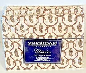 Sheridan 081018661612 Australia Twin Flat Sheets X3 Chesterfield Ivory Red Gold Paisley Nos