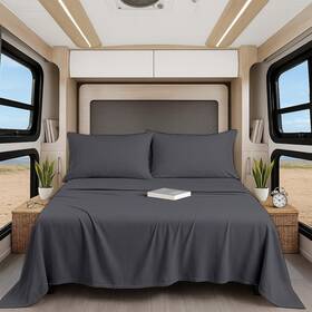 Rvs-micro-s-003-49 Shreem Linen Luxury 4 Piece Microfiber Rv Sheet Bunk - 42x80 Dark Grey