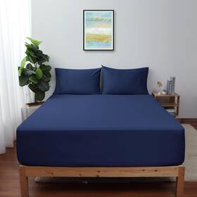Shunjie.home 445031612656 Twin Size Fitted Sheet Only Navy Blue 100% Egyptian Cotton 600 Thread Count 16 Inch