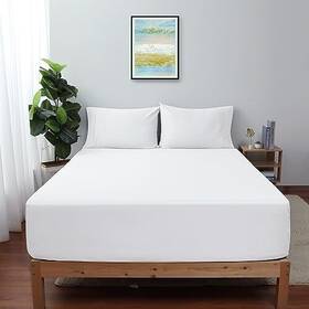 Shunjie.home 954241936786 King Size Fitted Sheet Only White 100% Egyptian Cotton 600 Thread Count 16 Inch