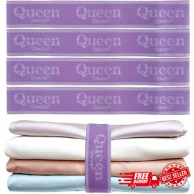 Siaomo 313042750780 Sheet Organizer Bands For Bedding Storage Set Of 4 Queen Size Purple