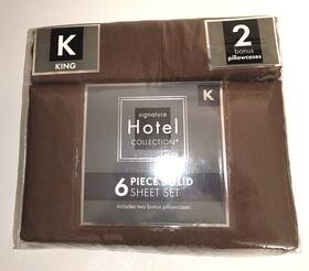 Signature 748279163711 Hotel Cotton King Sheet Set 6 Piece Chocolate Brown